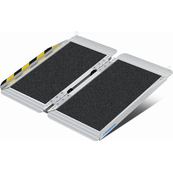 Ruedamann 2FT Portable Wheelchair Ramp, Non-Slip Aluminum Folding Handicap Ramp for Doorways, Wheel Chair Threshold Ramp for Home Steps, Stairs, Wheelchair, Scooters, Pets, Entry