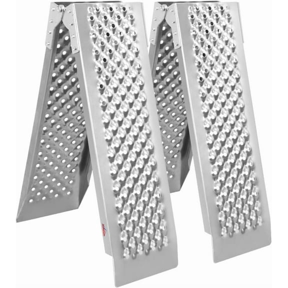 Ruedamann 5FT 2Pcs Aluminum Shed Ramp, 9.4" W Folding Powersports Loading Ramp, 880Lba/PR Capacity, Riding Lawn Mower, Ebike, ATV, UTV, Dirt Bike, Motorcycle Ramp for Pickup Truck Trailers Bed Shed