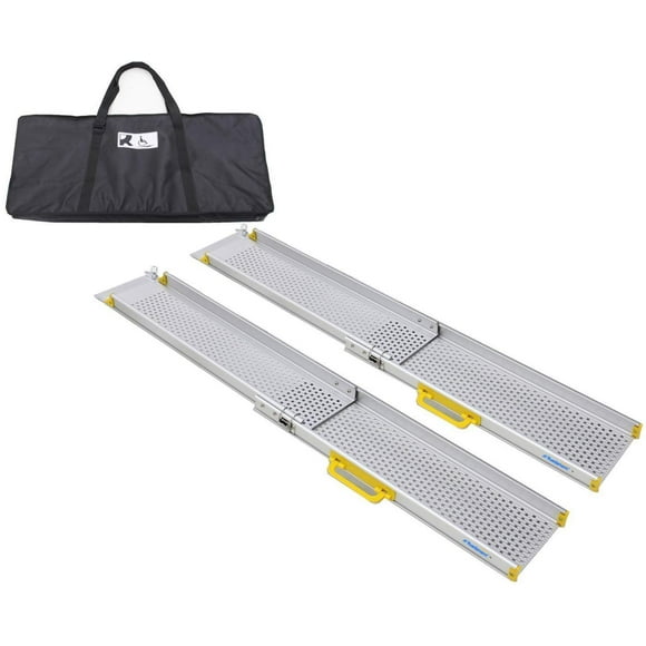 Ruedamann 6' x 8.9" Portable Aluminum Wheelchair Ramp,Telescoping Non-Skid Ramp for Wheelchair,Home, Steps,Stairs,Doorways,1 Set with Bag, 600lbs Capacity(MR10719-6)