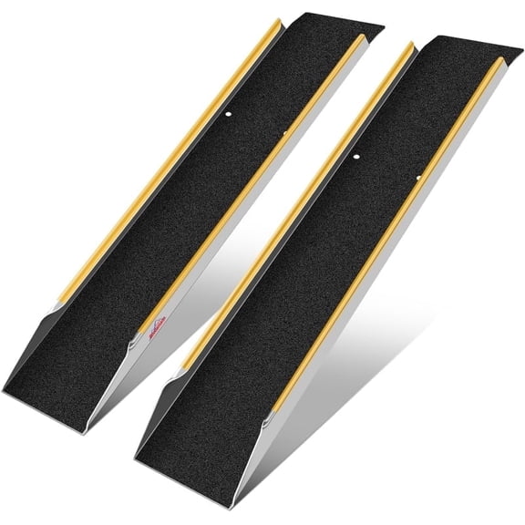 Ruedamann 60" Aluminum Shed Ramps for Lawn Mowers, 2PCS - 5' Long Lightweight Sturdy Non-Slip Loading Ramps with Grit-Coated Surface, Truck Bed, Motorcycle, ATV, UTV, Trailer, 1200 lbs Capacity