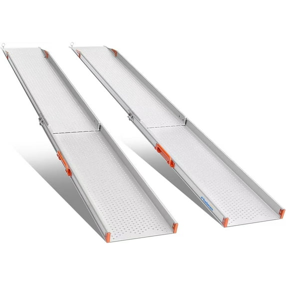 Ruedamann 7' Aluminum Wheelchair Ramp Wider Design, Perfect for Manual Wheelchairs,Heavy Scooters and Electric Wheelchairs (MR107W-7)