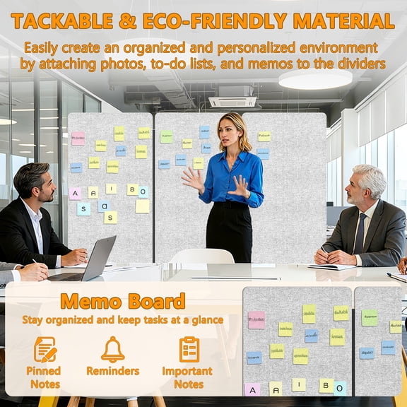 Ruestay Soundproof Room Divider with Wheels, 66in Office Dividers for Sound Proofing & Reducing, 3 Panel Sound Proof Dividers for Office Partitions Portable Temporary Wall Acoustic,Light Grey