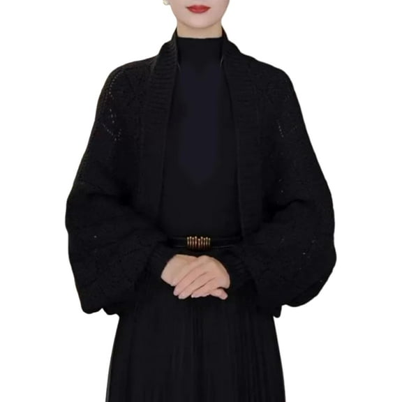 Rufenpurify Fashion Hollow Out Knitted Shawl Coat, Women's Knitted Shawl Coat, Warm, Lightweight, Versatile