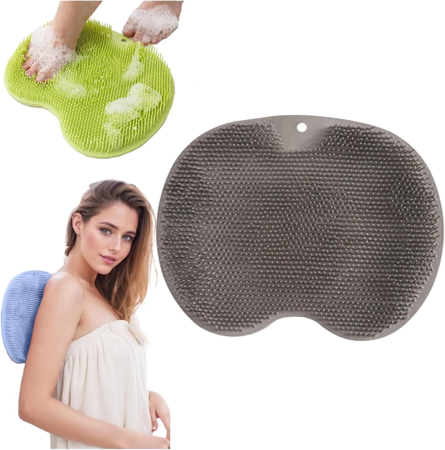 Silicone Shower Foot Scrubber Mat, Hands-Free Silicone Foot Scrubber ...
