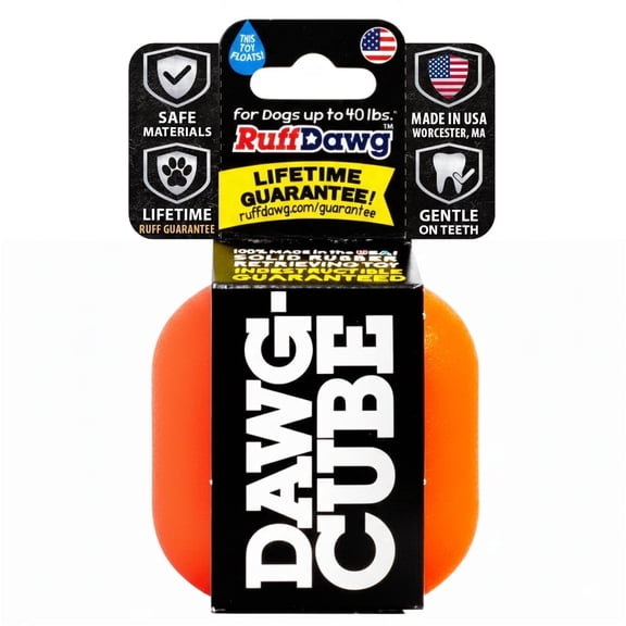 Ruff Dawg Cube Medium 2.5 Indestructible Dog Toy - 1 PC Color Varies – Heavy-Duty Rubber Fetch & Chew Toy for Aggressive Chewers – Erratic Bounce, Floats Made in USA