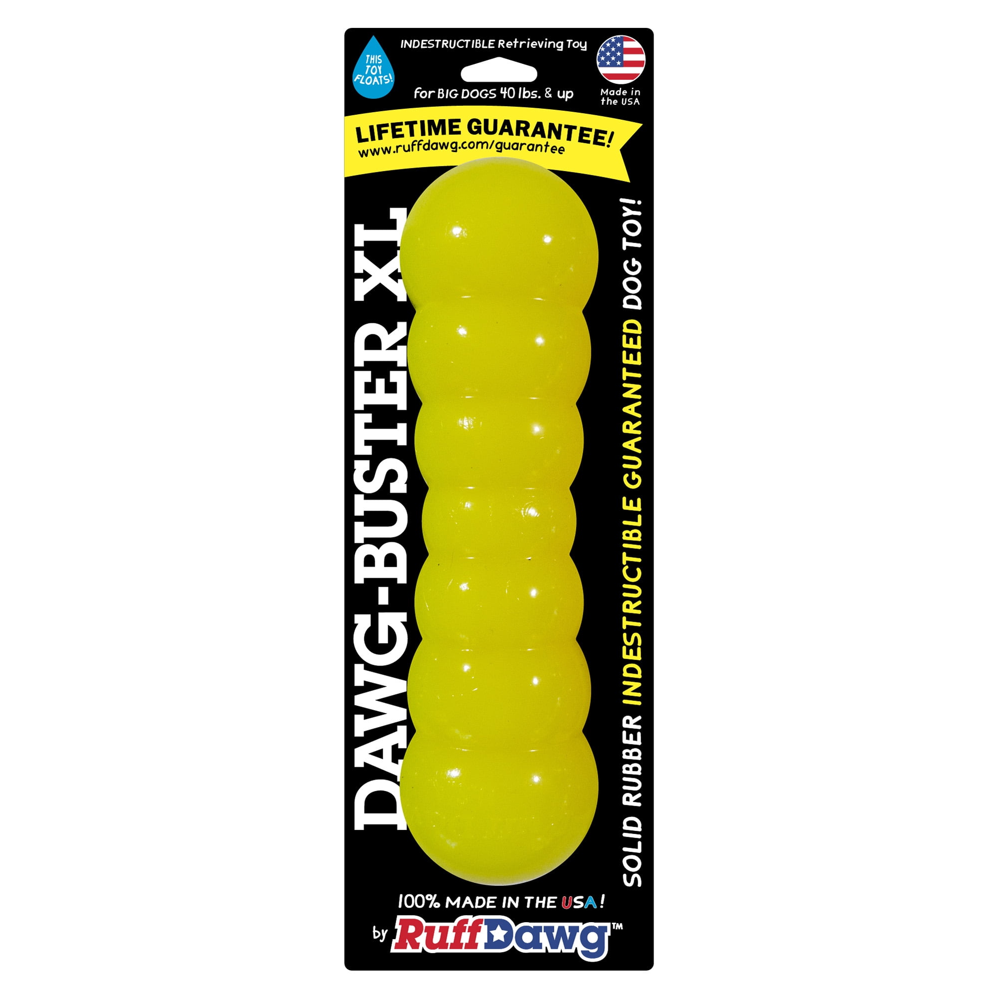 Ruff Dawg Dawg-Buster XL Indestructible Rubber Retrieving Dog Toy, Color Varies