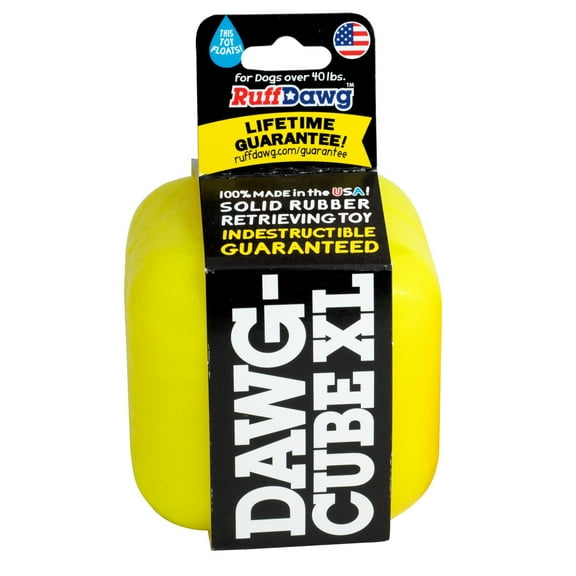 Ruff Dawg Dawg-Cube XL Indestructible Rubber Retrieving Dog Toy, Color Varies