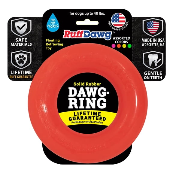 Ruff Dawg Indestructible Dawg-Ring Medium 6” Orange – Heavy-Duty Solid Rubber Tug & Fetch Toy for Dogs Up to 40 lbs – Floats & Bounces – Made in USA