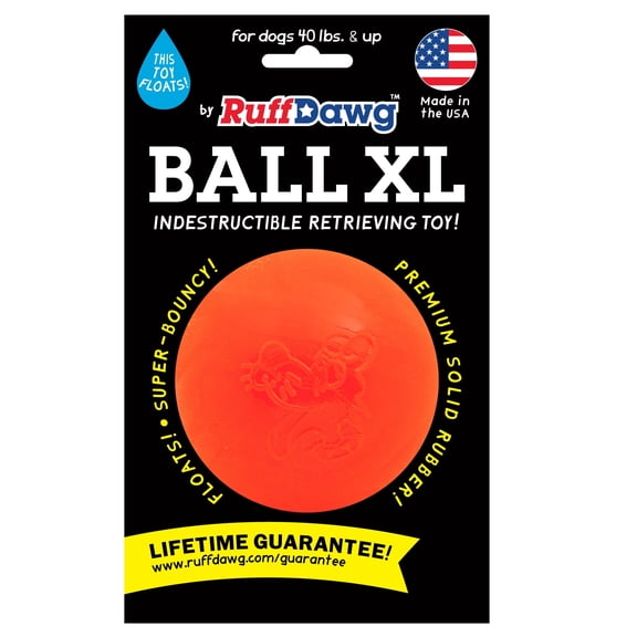 Ruff Dawg Indestructible Dog Ball XL 3.5” – Heavy-Duty Rubber Fetch Toy for Aggressive Chewers – Extreme Bounce, Floats, BPA & Latex Free – Color Varies