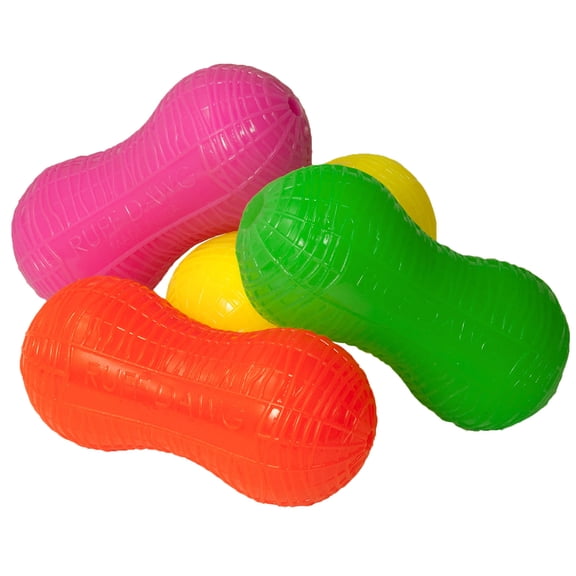 Ruff Dawg Crunchy Peanut Large 6.125” – (1 pc) Assorted Colors – Loud Crinkle Rubber Fetch Toy for Medium to Large Dogs – Ruff Flex Shell