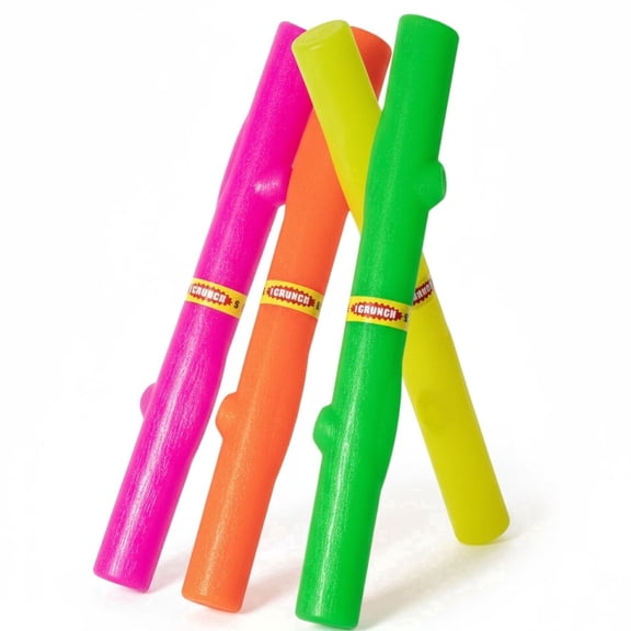 Ruff Dawg Crunch Stick Dog Toy (1 pc) Assorted Colors Loud Crinkle Rubber Fetch & Tug Toy with Interior Crunch Lining Floats, Bendable