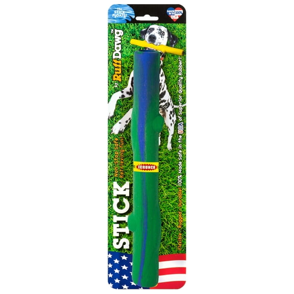 Ruff Dawg Stick Crunch Rubber Indestructible Retrieving Dog Toy, Color Varies