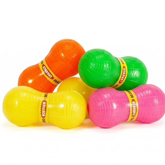 Ruff Dawg Crunchy Weenut Small 4.75” – (1 pc) Assorted Colors – Loud Crinkle Rubber Fetch Toy for Small Dogs – Ruff Flex Shell