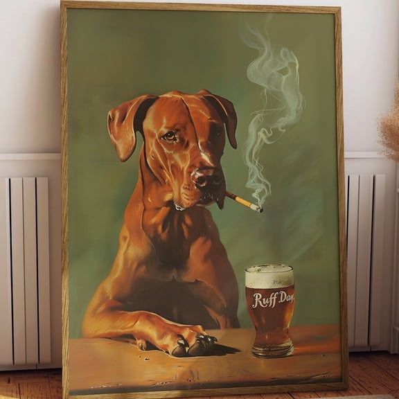 Ruff Day Funny Dog Print Vintage Beverage Poster Bar Wall Decor Retro Beer Poster For Man Cave Dog Wall Art Poster For Games Room For Him UNFRAMED PAPER POSTER, Home Decor