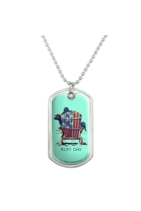 Ruff Day Labrador Lab Dogs Rough Military Dog Tag Pendant Necklace with Chain