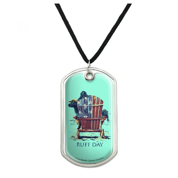 Ruff Day Labrador Lab Dogs Rough Military Dog Tag Pendant Necklace with Cord