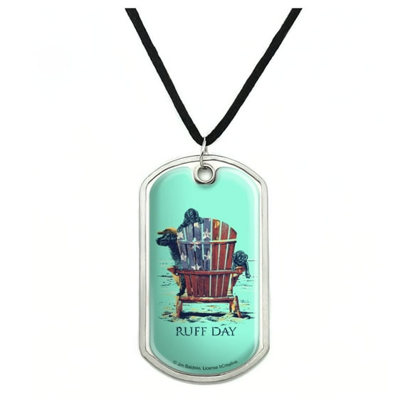 Ruff Day Labrador Lab Dogs Rough Military Dog Tag Pendant Necklace with Cord