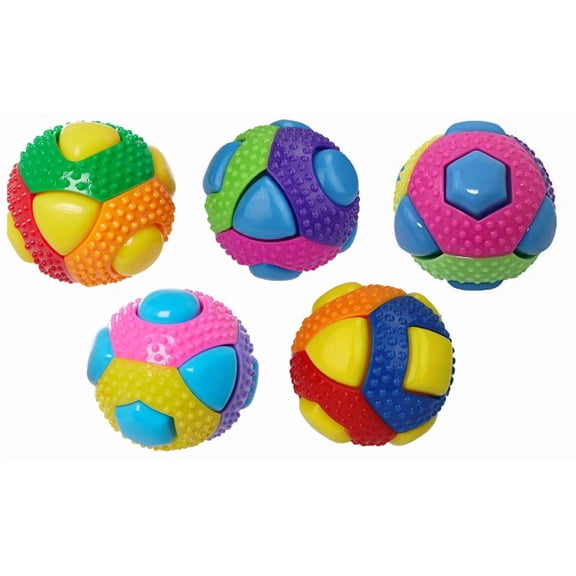 Ruff Dog Toy Balls 3" Hard yet Soft Gum Massage Nub 8 Interactive Squeak Buttons (5 Balls)
