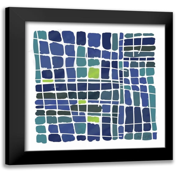 Ruff, Kris 12x12 Black Modern Framed Museum Art Print Titled - Blue Watercolor