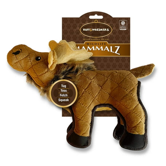 Ruff & Whiskerz Mammalz Moose, Plush Dog Toy - KTR Group