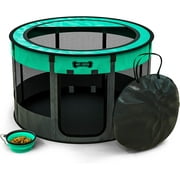 Ruff 'n Ruffus Portable Foldable Pet Playpen + Free Carry Case & Bowl | Indoor/Outdoor Water-Resistant Shade Cover