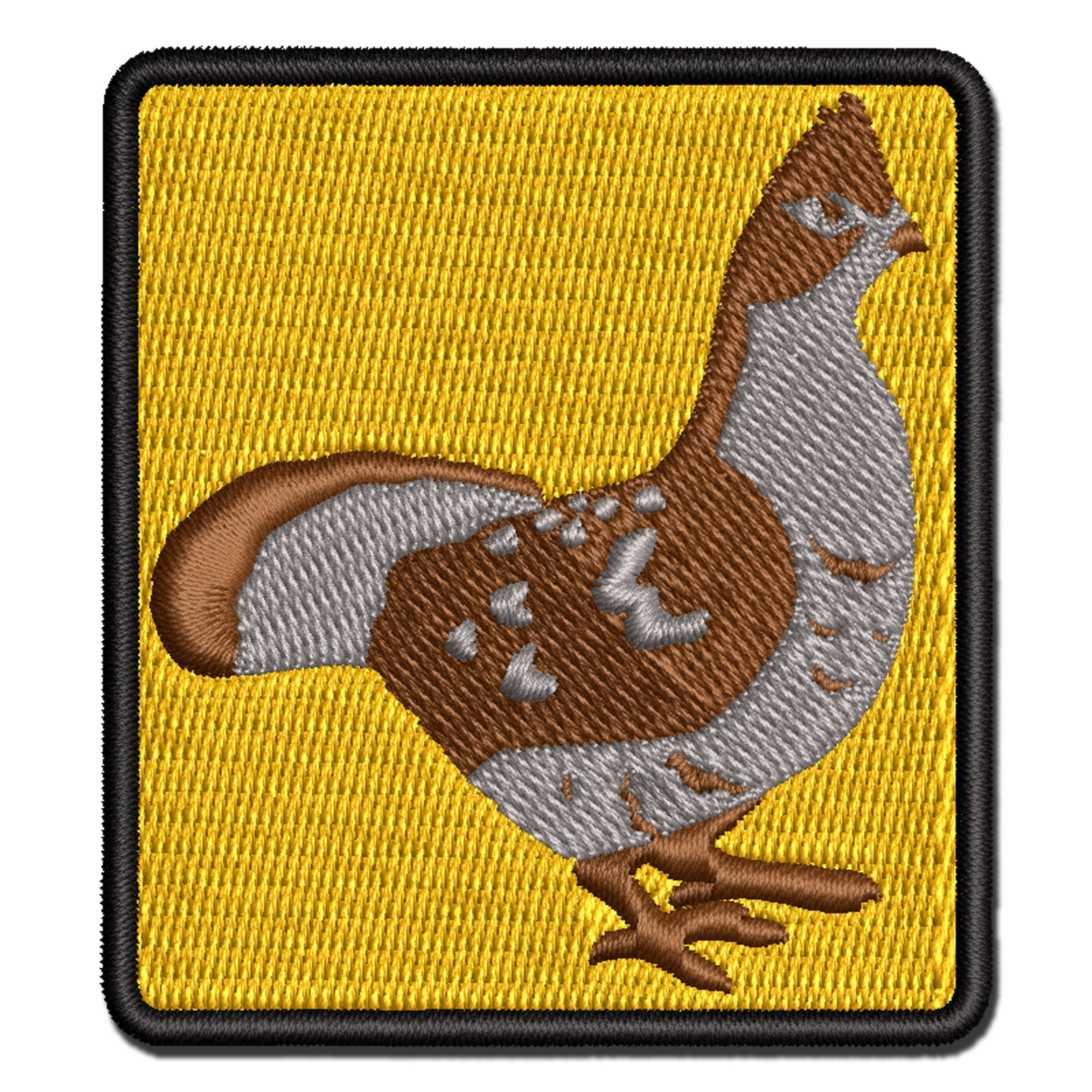 Ruffed Grouse on Alert Applique Multi-Color Embroidered Iron-On Patch - 3.5 Inch Large
