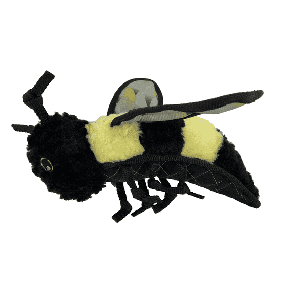 Steel Dog USA Ruffian Flyer Bumblebee Dog Toy – Large Plush, Tennis Ball Inside, Crinkle Wings, Tough with Steel Shield
