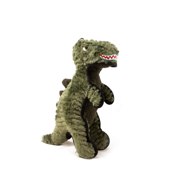 Steel Dog USA Ruffian T-Rex Dog Toy – Large Plush, Tennis Ball Body, Crinkle, Durable with Steel Shield