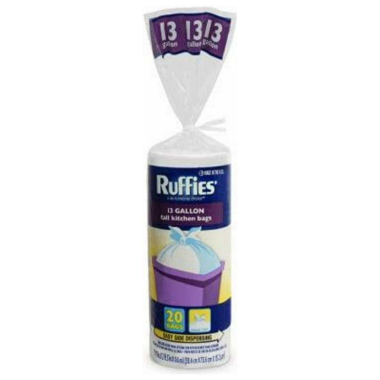 Ruffies Extra Large Trash Bags, Wing Tie, Black, .7 Mil, 30