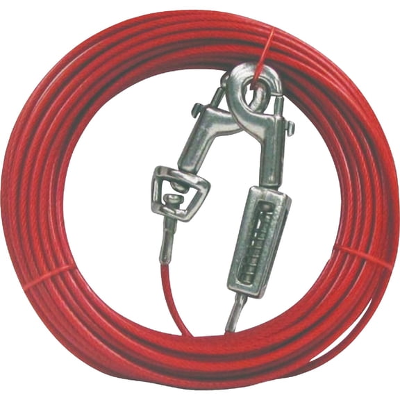 Ruffin' It 20 Foot Heavy Duty Cable Tie Out with Cusioning Spring for Dogs Up To 100lbs