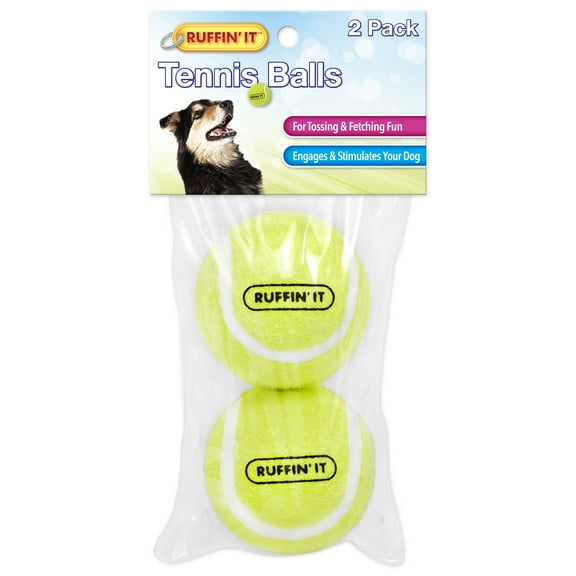 Ruffin' It Tennis Balls for Dogs - Medium Sized Dog Toy for Park, Home, or Beach, 2 Pack
