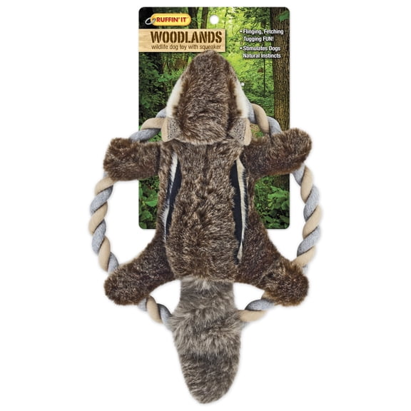 Ruffin' It Woodlands Plush Chipmunk Rope Ring Tosser Dog Toy