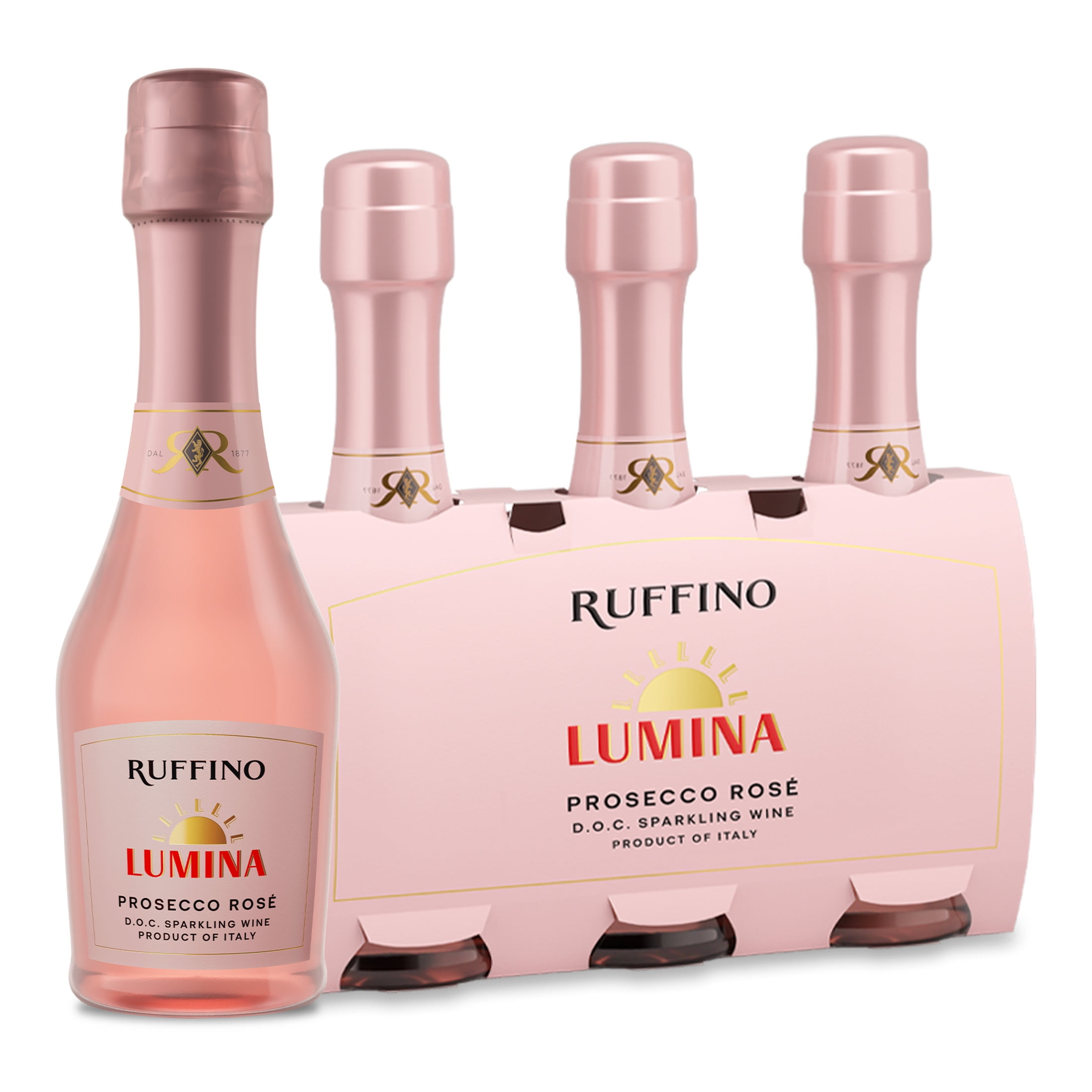 Ruffino Lumina Prosecco DOC, Italian Rose Sparkling Wine, 3 Pack, 187