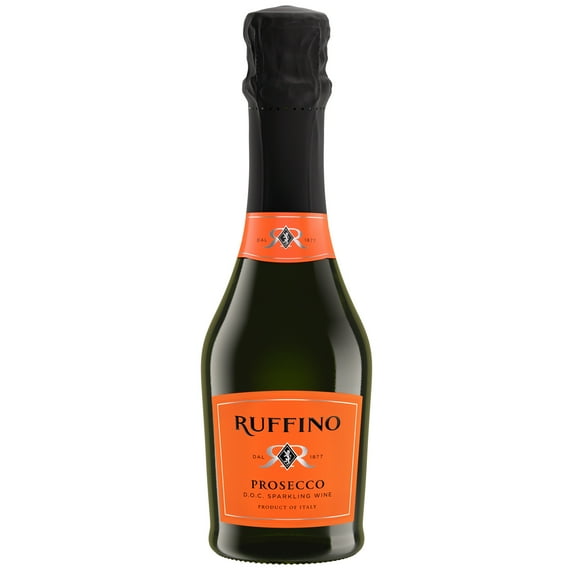 Ruffino Prosecco DOC, Italian White Sparkling Wine, 187ml Mini Bottle, 11% ABV