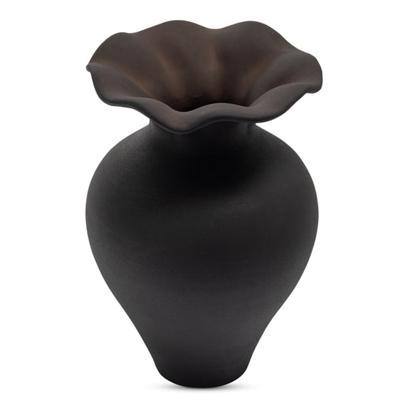 Ruffle 12 Inch Decorative Vessel Black Black
