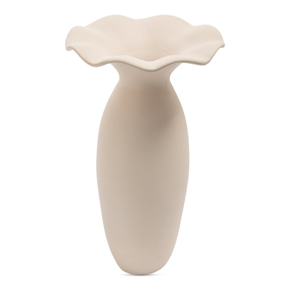 Ruffle 16In Decorative Vessel Ecru Beige