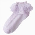 thumbnail image 1 of Ruffle Ankle Socks Kids Cotton Double Lace Turn Cuff Sock for Girls Cute Frilly Dress Socks for 1-16 Years Little Girls Socks Size 4-6 Years, 1 of 4