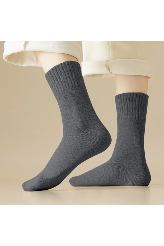 Ruffle Ankle Socks Women's Winter Mid Tube Socks with Fleece for Warmth and Cold Protection Fleece Socks Dark Gray One Size