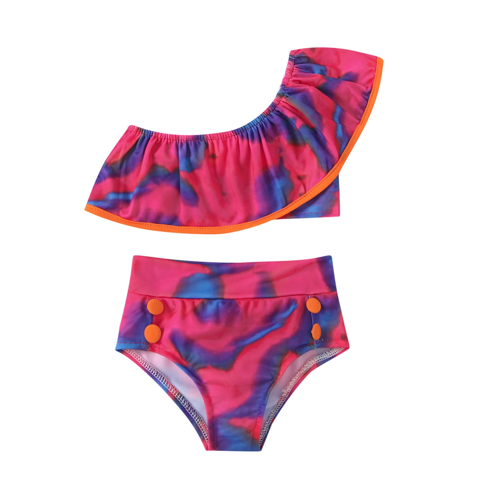 Ruffle Bathing Suit Baby Set One Girls Swimwear Toddler TieDye