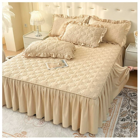 Ruffle Bed Skirt Bed Valance Bedspreads Soft Ruffled Valance Fitted Sheet Wrap-Around Dust Ruffle Mattress Cover