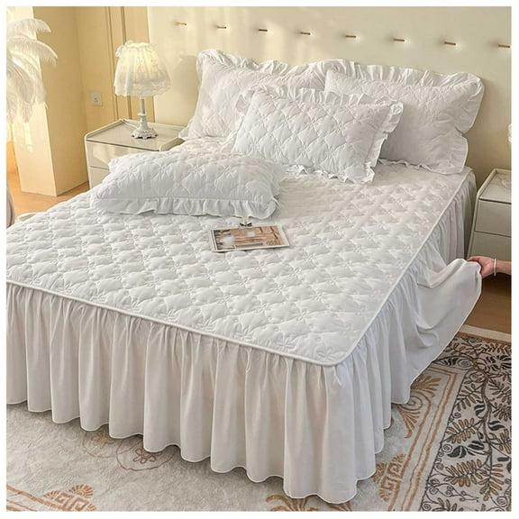 Ruffle Bed Skirt Bed Valance Bedspreads Soft Ruffled Valance Fitted Sheet Wrap-Around Dust Ruffle Mattress Cover