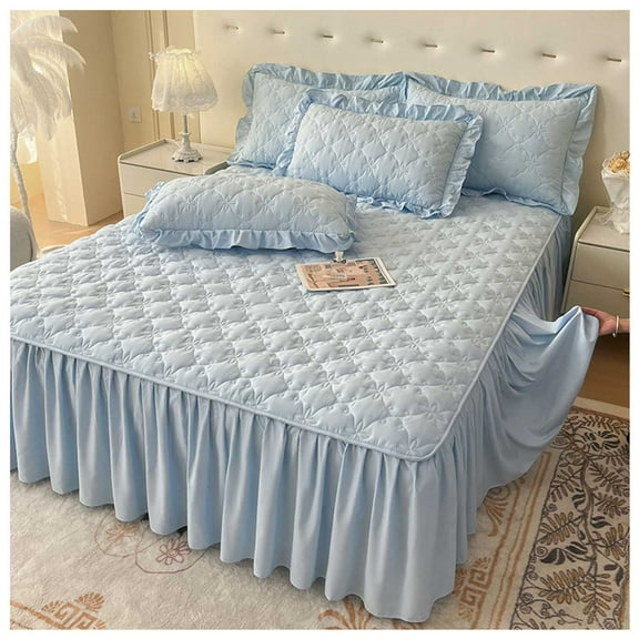 Ruffle Bed Skirt Bed Valance Bedspreads Soft Ruffled Valance Fitted Sheet Wrap-Around Dust Ruffle Mattress Cover
