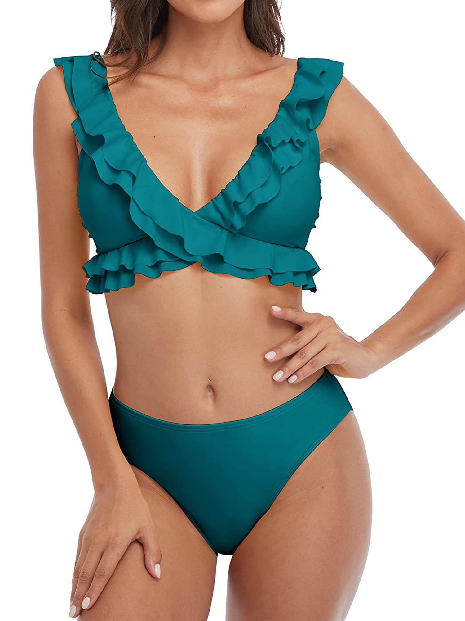 bikini top with ruffle straps