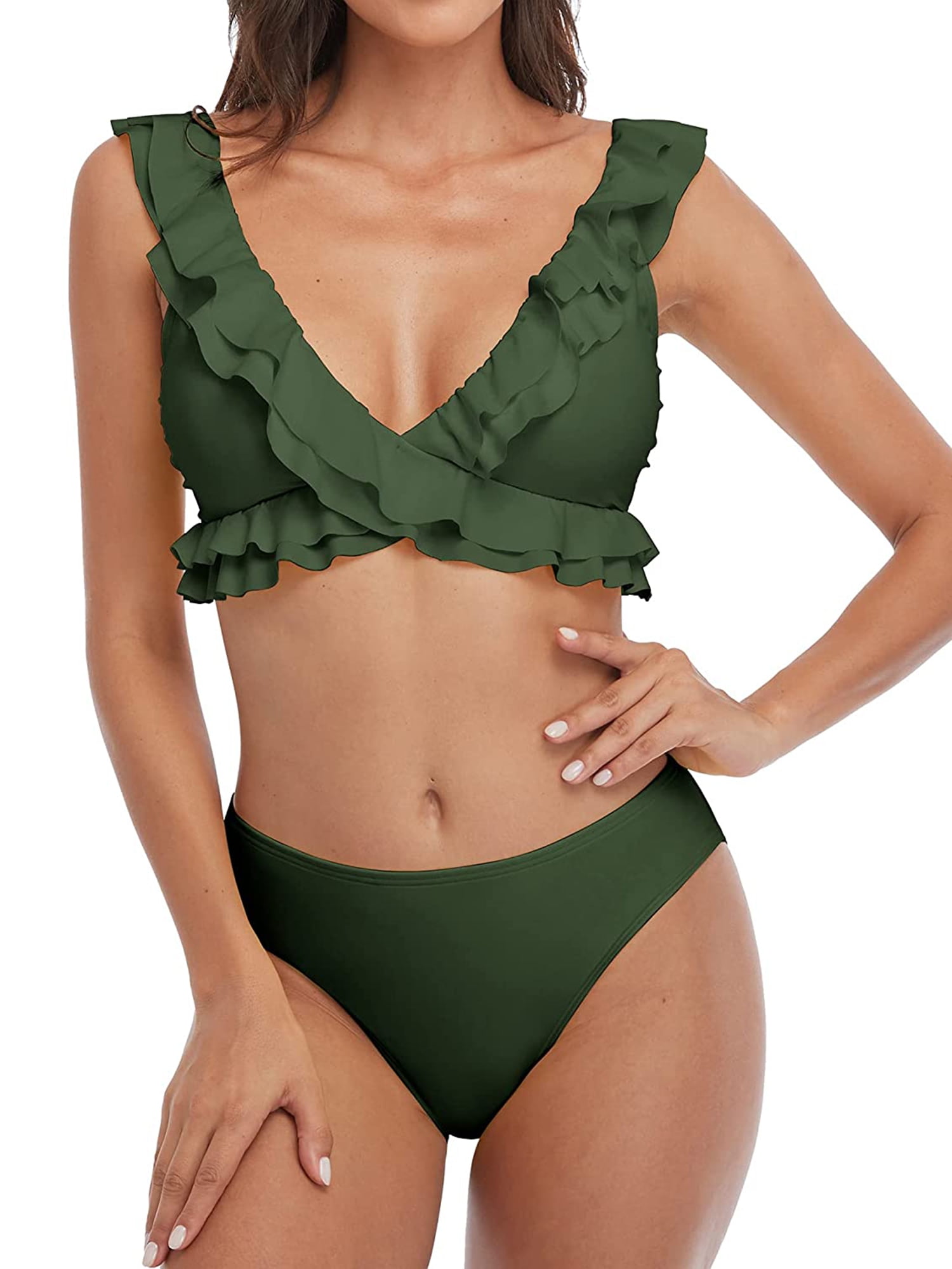 women's flounce bikini top
