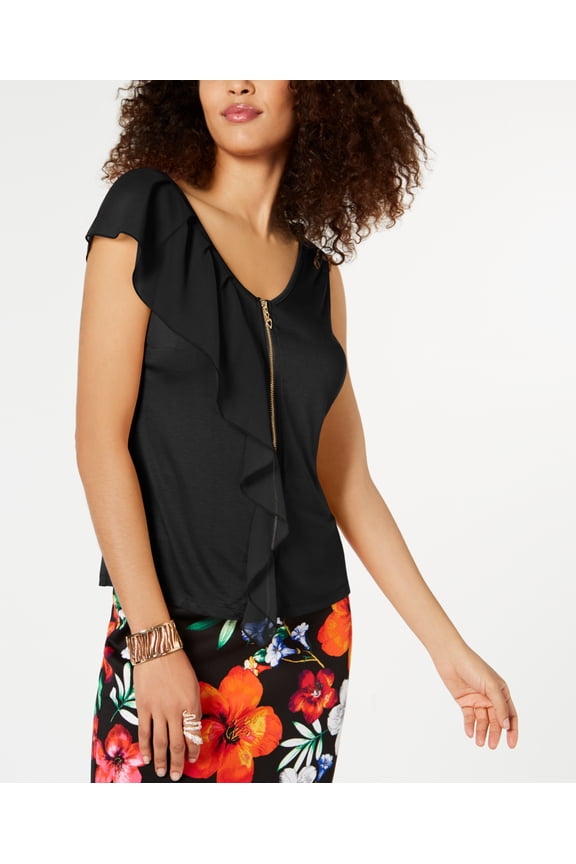 Ruffle Blouse Black L