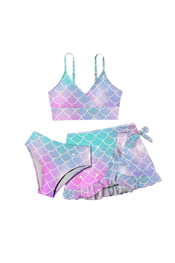 Ruffle Butts Girls Swimsuits Ruched Side Bikini Sets Adjustable Straps Tankini with Shorts 3 Pieces Hawaiian Girls Bathing Suit size 8