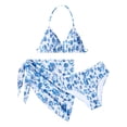 thumbnail image 1 of Girls Swimsuits with Cover Up Skirt 3 Piece Halter Triangle Bathing Suits Bikini Set for Size 8-12, 1 of 7