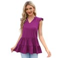 thumbnail image 1 of Ruffle Cap Sleeve Tunic Tops For Women Loose Babydoll Shirt Blouse, 1 of 5