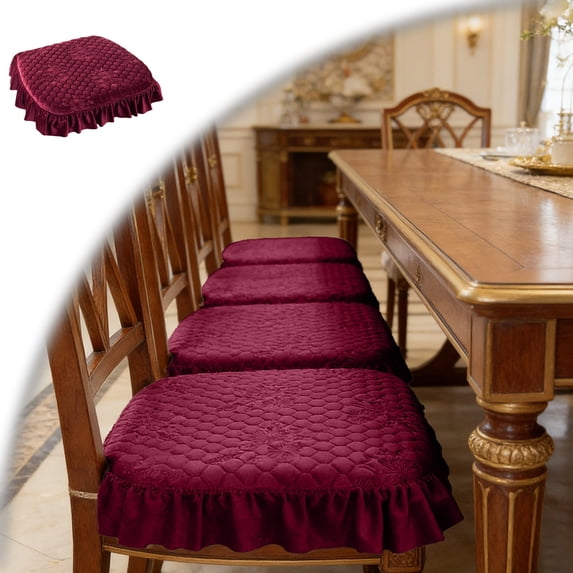 Ruffle Chair Pad for Dining Chairs, Dining Chair Cushion with Ties, Thickened Non Washable Square Seat Cushions for Kitchen and Dining Room
