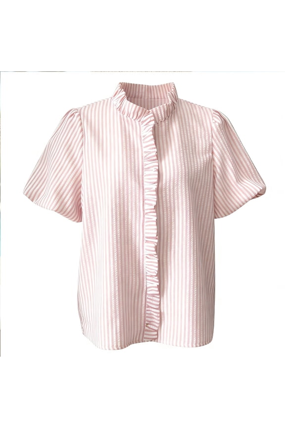Ruffle Collar Shirt Women Preppy Blouses For Women Linen Clothing For Women Puff Sleeve Top Petite Blouses For Women Loose Fit Tee Shirt Women Linen Long Sleeve Shirt Women Cotton Blouse